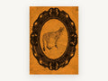Tangerine Cheetah Portrait, vintage canvas wall art print, front view