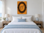 Tangerine Cheetah Portrait vintage canvas print on the wall of a coastal bedroom