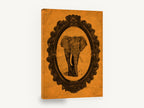 Tangerine Elephant Cameo, vintage framed elephant illustration, stretched canvas wall art print ready to hang