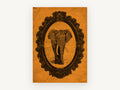 Tangerine Elephant Cameo, vintage canvas wall art print, front view