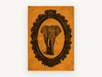 Tangerine Elephant Cameo, vintage canvas wall art print, front view