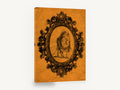 Tangerine Lion Portrait, vintage framed lion illustration, stretched canvas wall art print ready to hang