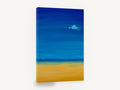Lone Sail Calm, calm sea sandy beach painting, coastal canvas wall art print ready to hang