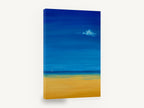 Lone Sail Calm, calm sea sandy beach painting, coastal canvas wall art print ready to hang