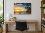 Golden Horizon Palm Cove coastal canvas print on the wall of a study