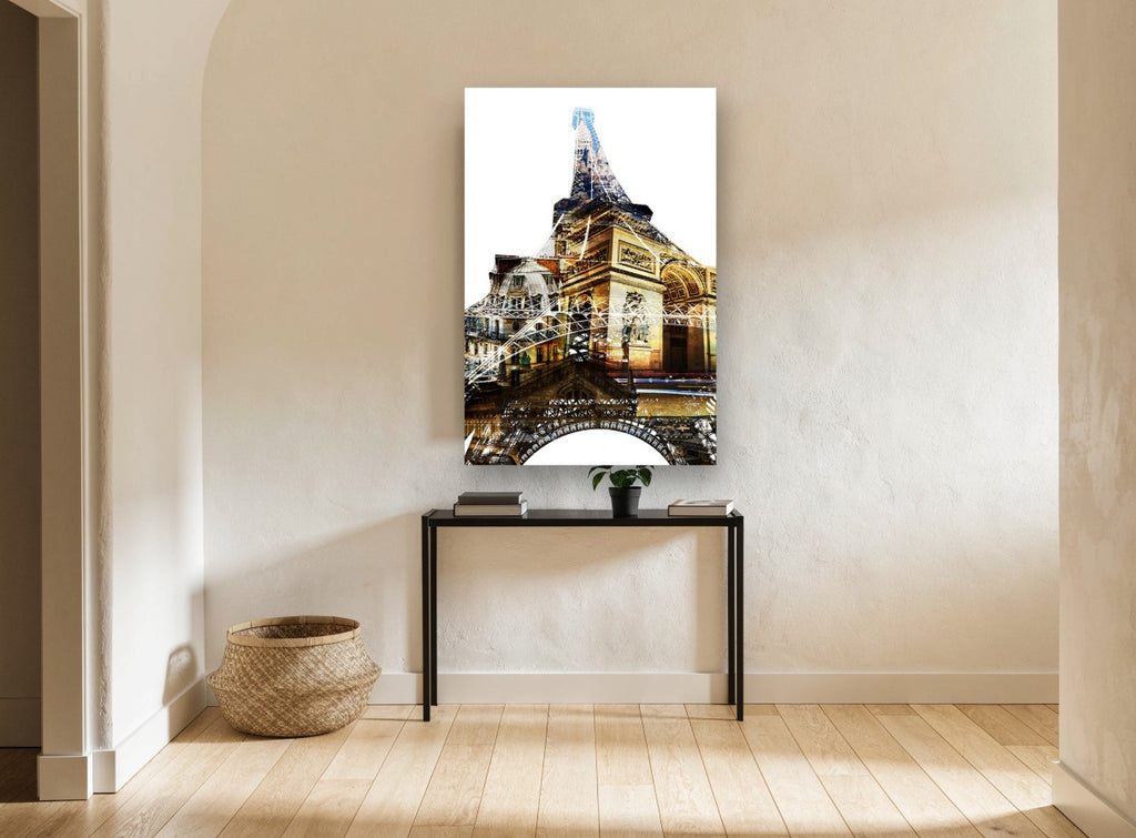 Paris Double Exposure city canvas print on the wall of a hallway