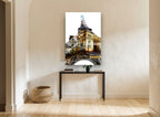 Paris Double Exposure city canvas print on the wall of a hallway