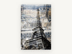 Eiffel Tower Textured Rooftops, eiffel tower over paris rooftops photograph, city canvas wall art print, front view