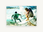 Twin Surfers Double Exposure, coastal canvas wall art print, front view