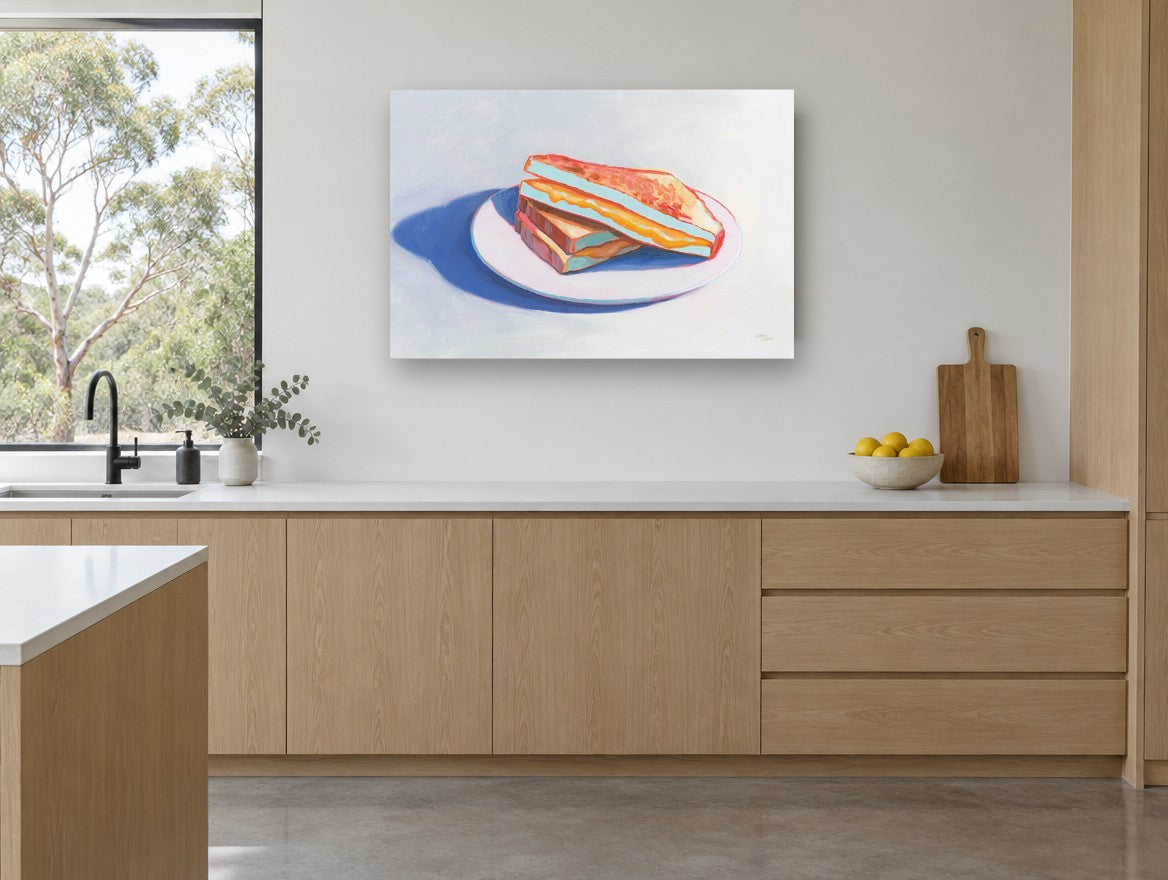 Grilled Cheese Plate kitchen canvas print on the wall of a kitchen