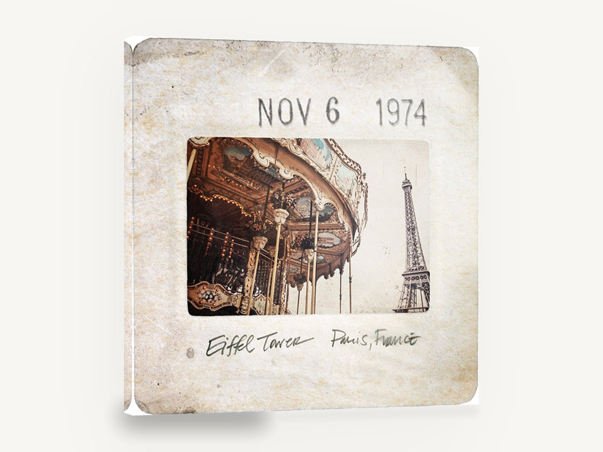 Paris Carousel Slide, vintage paris slide eiffel tower carousel, city canvas wall art print ready to hang