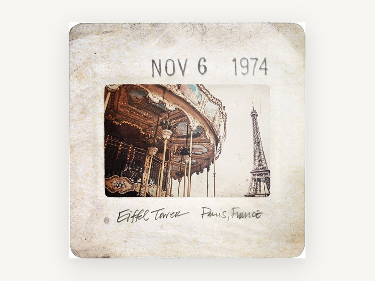 Paris Carousel Slide, vintage paris slide eiffel tower carousel, city canvas wall art print, front view