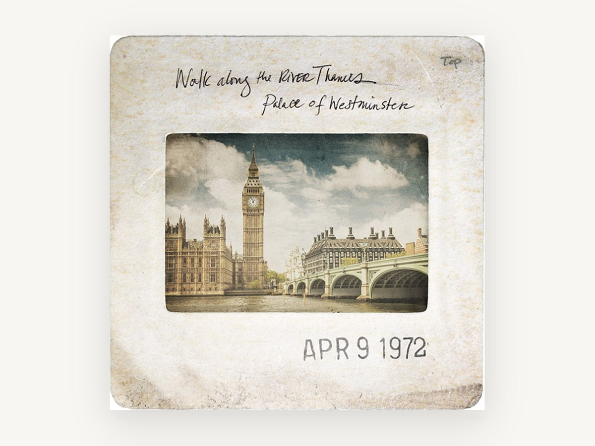 Westminster Slide 1972, vintage london slide westminster photograph, city canvas wall art print, front view