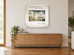 Westminster Slide 1972 city canvas print on the wall of a living room above a sideboard
