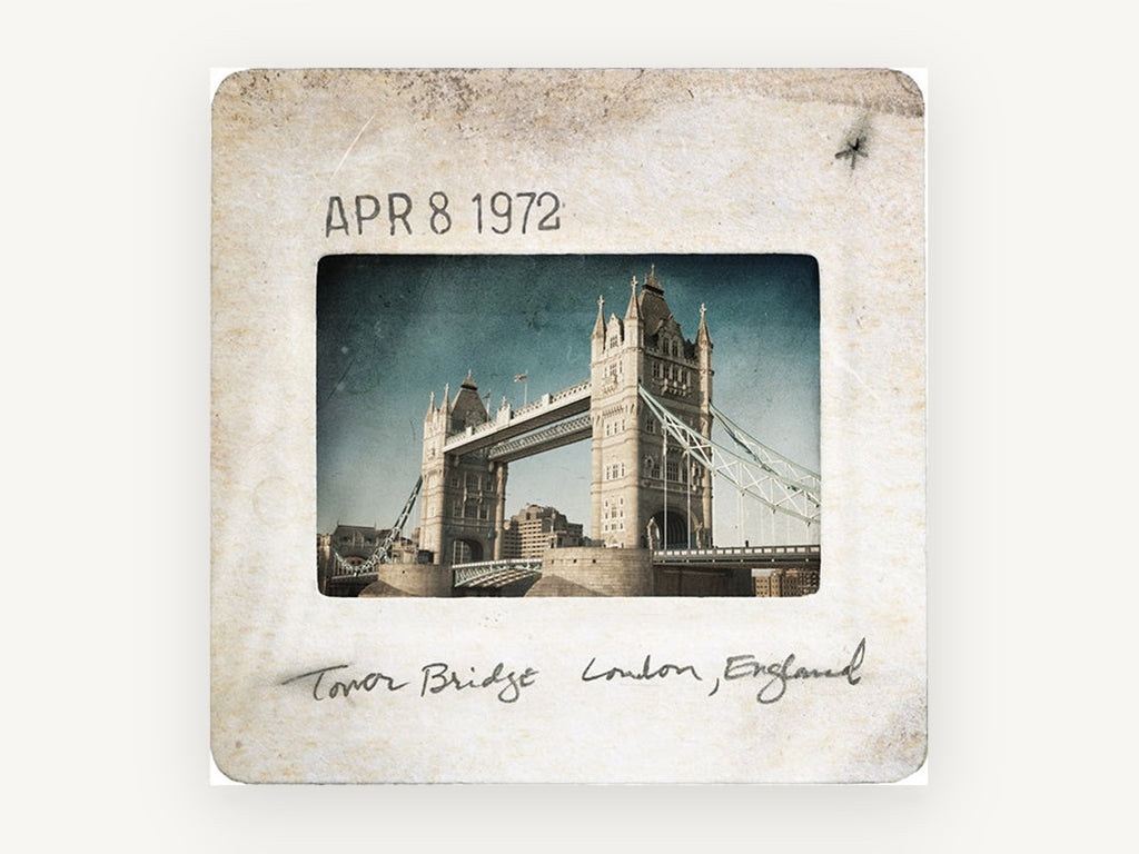 Tower Bridge Slide, tower bridge vintage slide photograph, city canvas wall art print, front view