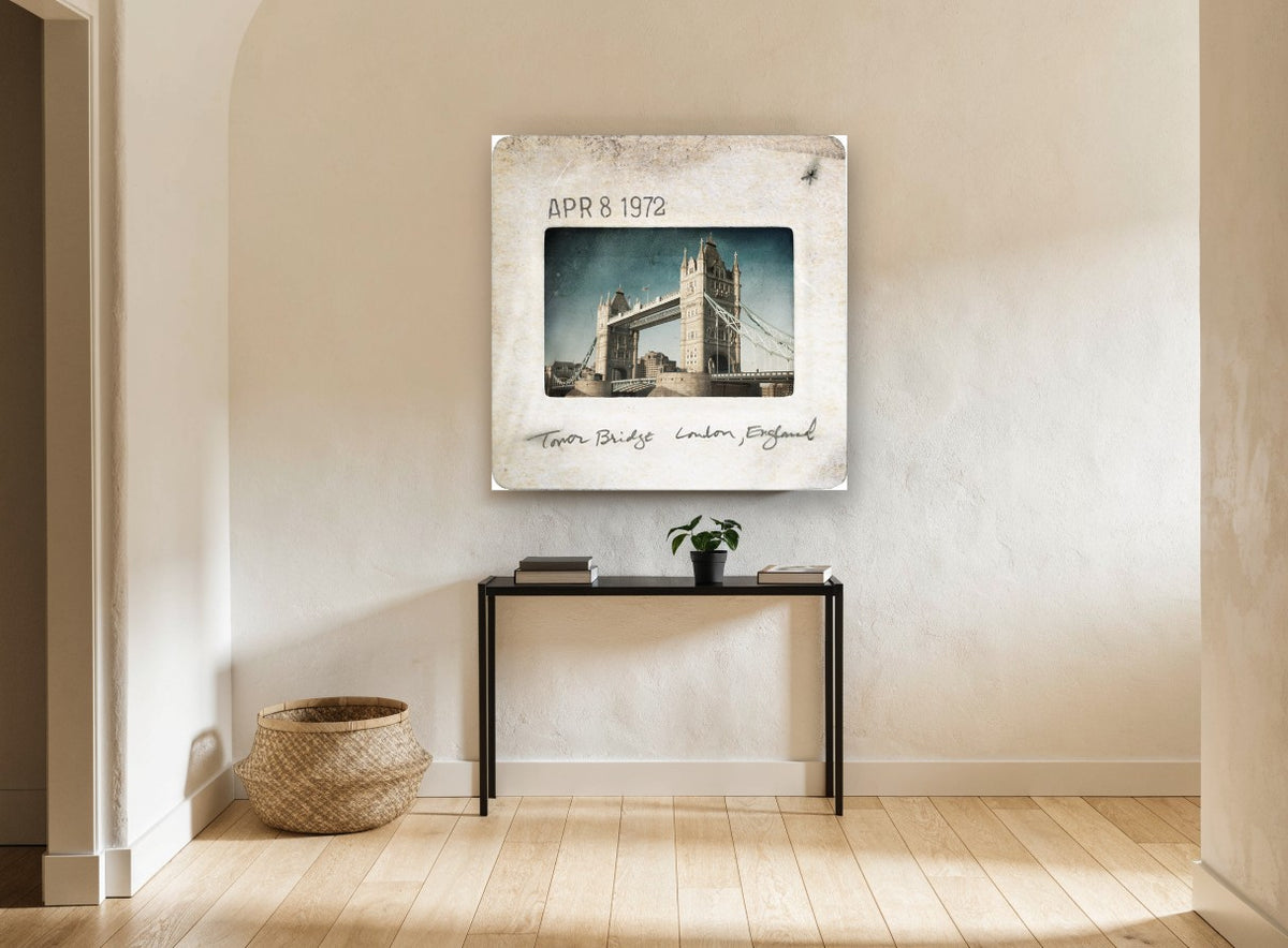 Tower Bridge Slide city canvas print on the wall of a hallway