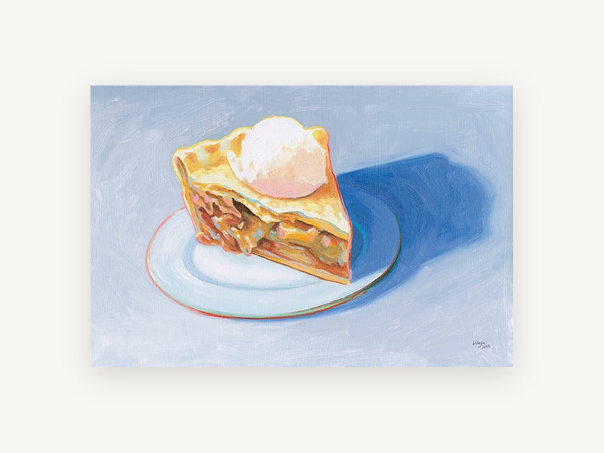Pie Slice in Blue Shadow, kitchen canvas wall art print, front view