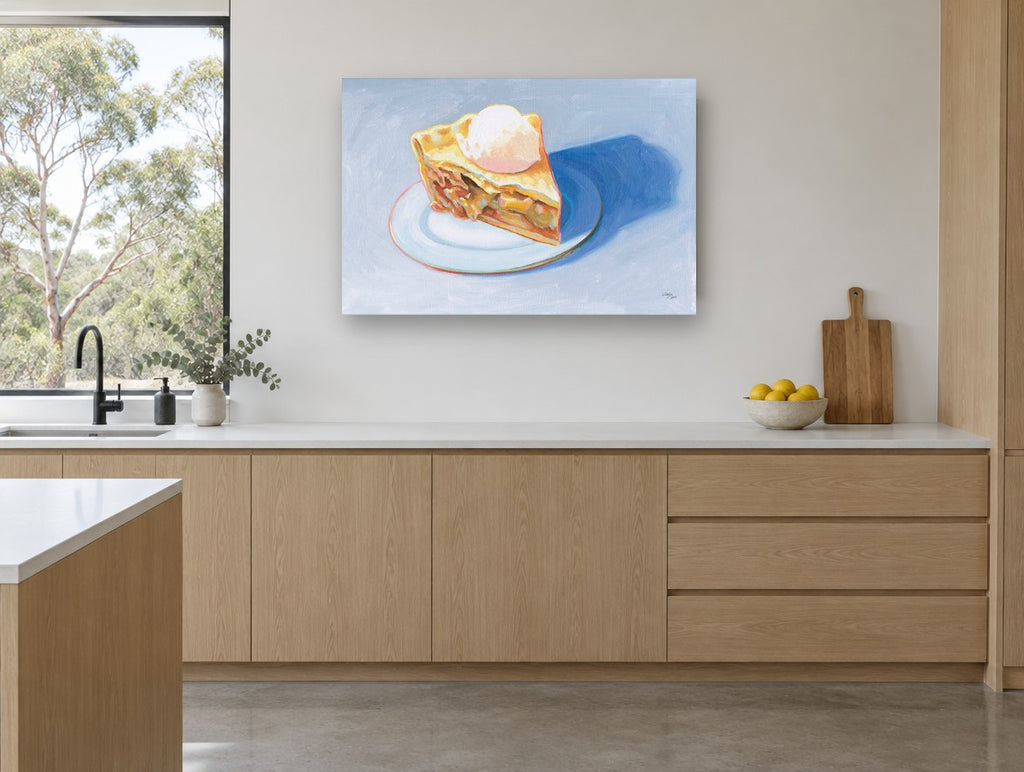 Pie Slice in Blue Shadow kitchen canvas print on the wall of a kitchen