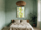 Garden Paper Strips floral canvas print on the wall of a bedroom