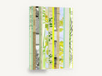 Garden Paper Strips, green botanical collage vertical strips, floral canvas wall art print ready to hang