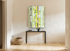 Garden Paper Strips floral canvas print on the wall of a hallway