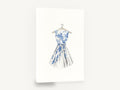 Blue Leaf Party Dress, blue floral dress watercolour fashion, floral canvas wall art print ready to hang