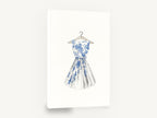 Blue Leaf Party Dress, blue floral dress watercolour fashion, floral canvas wall art print ready to hang