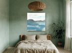 Misty Headland Shore coastal canvas print on the wall of a bedroom