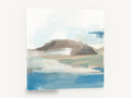Misty Headland Haze, abstract headland seascape in blue and taupe, coastal canvas wall art print ready to hang