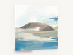 Misty Headland Haze, abstract headland seascape in blue and taupe, coastal canvas wall art print ready to hang