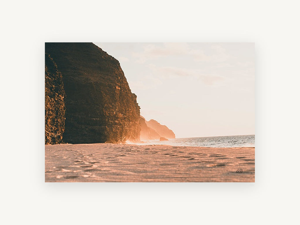 Golden Cliff Shore, coastal canvas wall art print, front view
