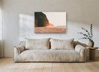 Golden Cliff Shore coastal canvas print on the wall of a living room