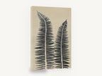 Twin Fern Fronds, black fern fronds botanical, floral canvas wall art print ready to hang