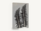 Twin Fern Silhouettes, black fern fronds on grey botanical, floral canvas wall art print ready to hang