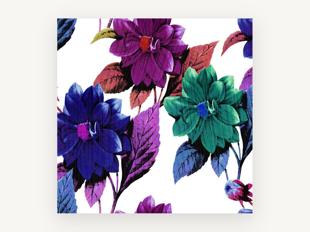 Jewel Tone Dahlias, floral canvas wall art print, front view