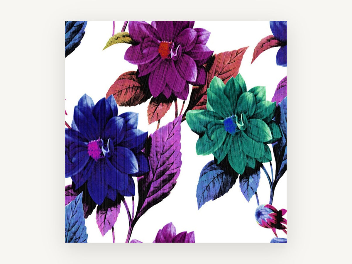 Jewel Tone Dahlias, floral canvas wall art print, front view