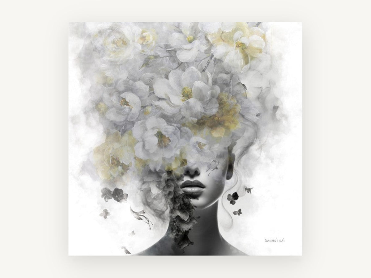 Blossom Veil Portrait, floral canvas wall art print, front view