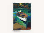 Rowboat Among Lily Pads, rowboat on lily pad lake painting, landscape canvas wall art print ready to hang