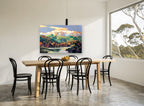 Alpenglow Over the Valley landscape canvas print on the wall of a dining room