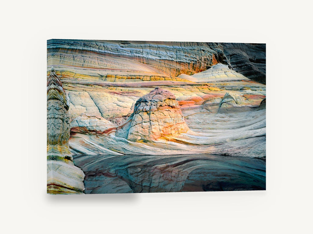 Banded Sandstone Pool, banded sandstone rock pool photograph, landscape canvas wall art print ready to hang