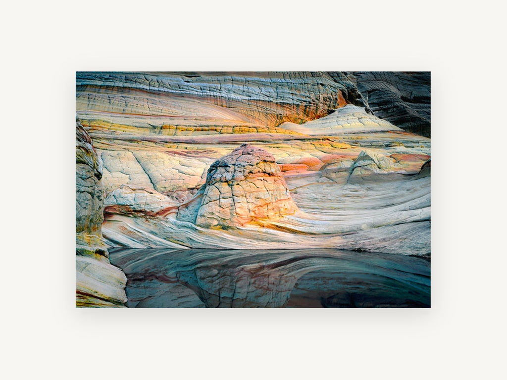 Banded Sandstone Pool, banded sandstone rock pool photograph, landscape canvas wall art print, front view
