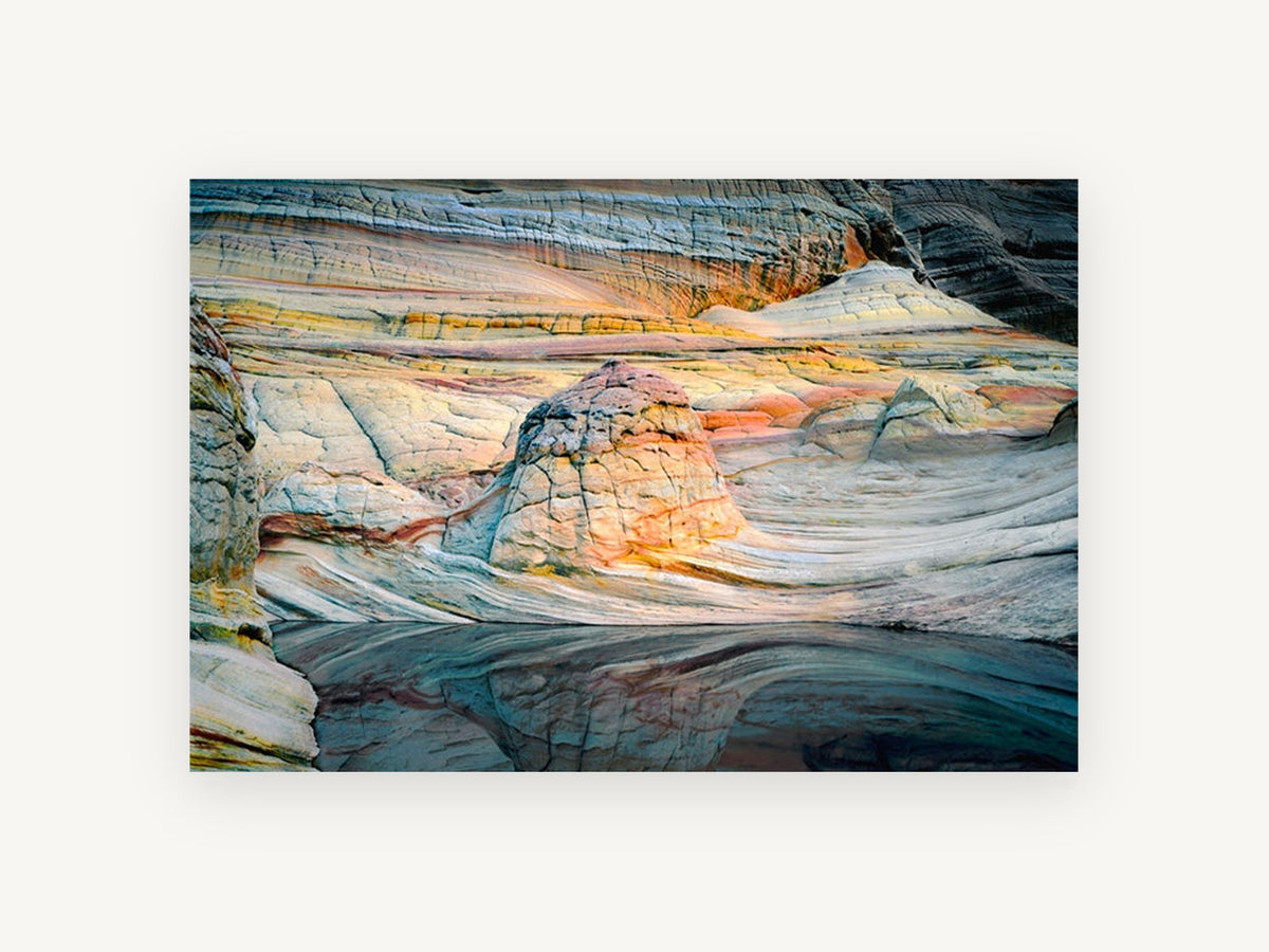 Banded Sandstone Pool, banded sandstone rock pool photograph, landscape canvas wall art print, front view