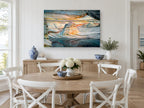 Banded Sandstone Pool landscape canvas print on the wall of a Hamptons dining room