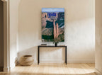 Canyon Spire Shadows landscape canvas print on the wall of a hallway