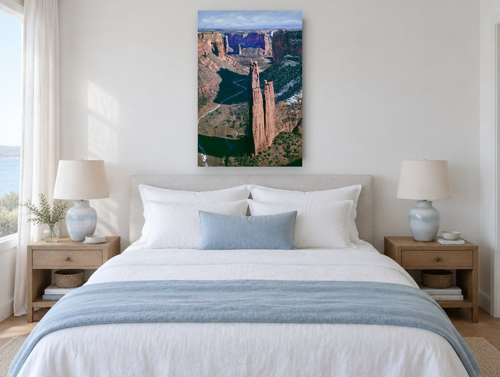 Canyon Spire Shadows landscape canvas print on the wall of a bedroom