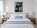 Canyon Spire Shadows landscape canvas print on the wall of a bedroom