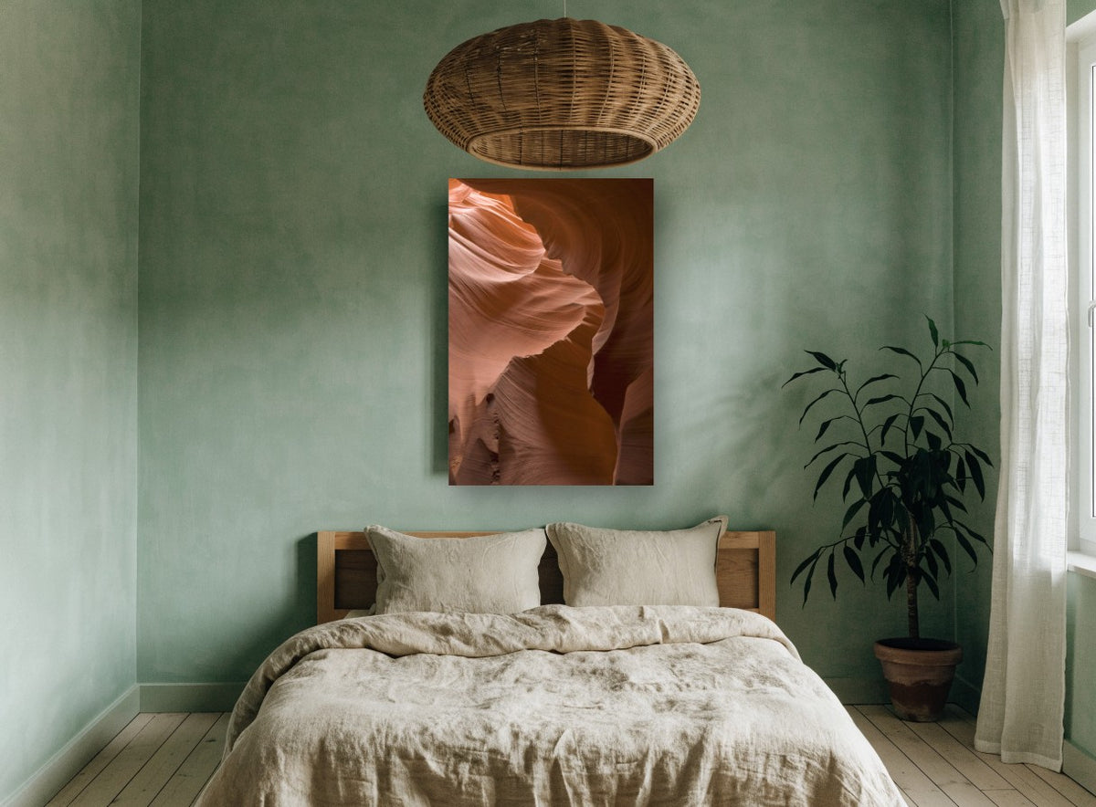 Canyon Wall Curves landscape canvas print on the wall of a bedroom