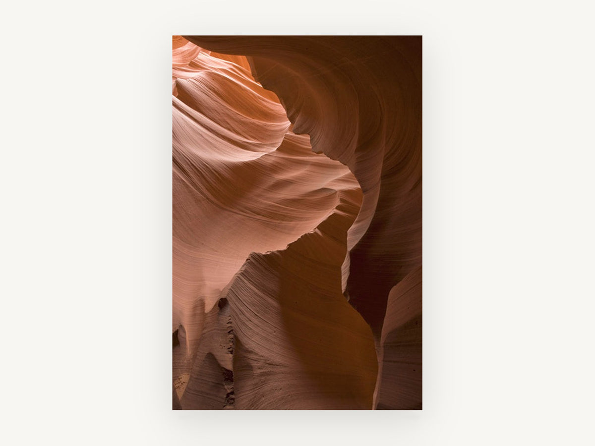 Canyon Wall Curves, sandstone slot canyon photograph, landscape canvas wall art print, front view
