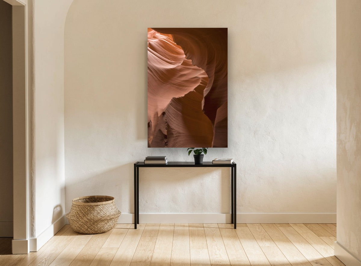 Canyon Wall Curves landscape canvas print on the wall of a hallway