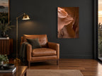 Canyon Wall Curves landscape canvas print on the wall of a charcoal living room